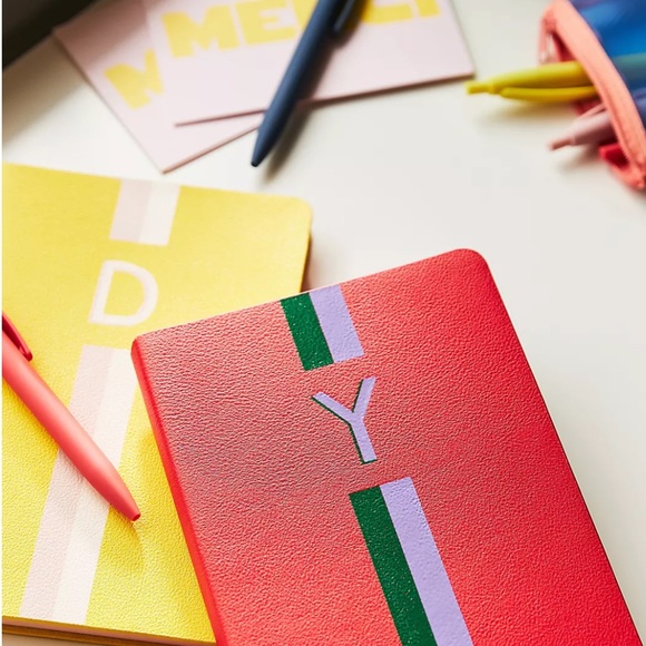 Clare V. For Anthropologie Green Stripe Monogram H Notebook NEW - Picture 2 of 11